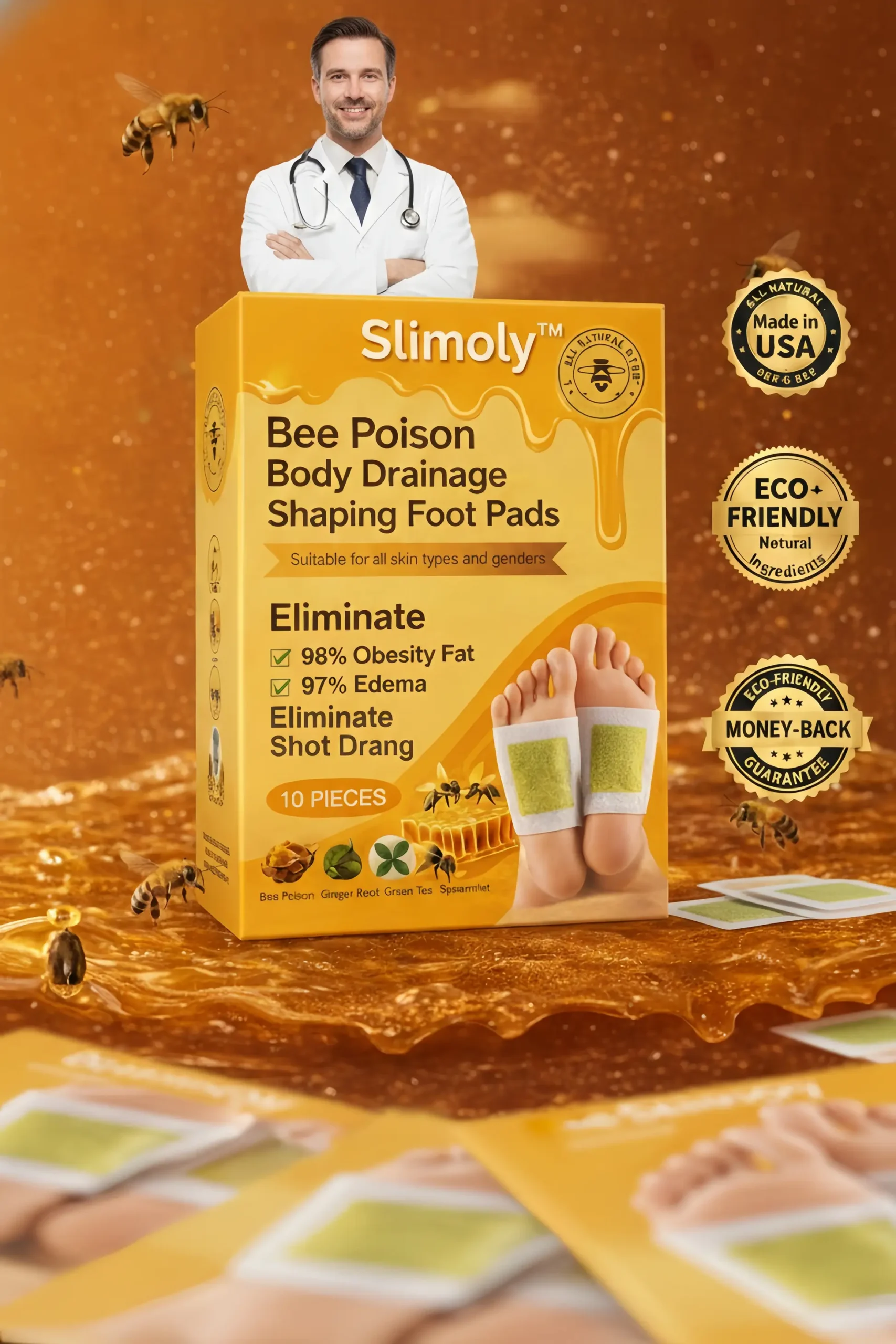Slimoly™ Bee Poison Foot Patches (Set of 10)